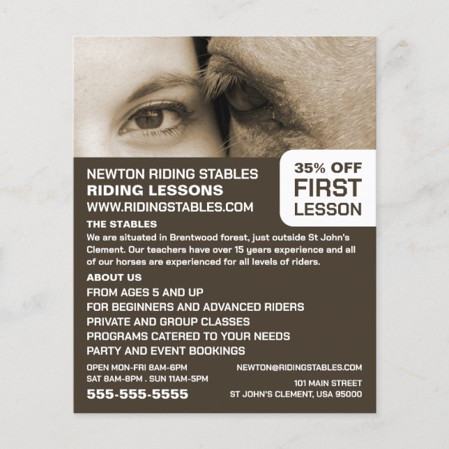 Kvinna och häst, Riding Instructor, akademi Flygblad (Framsidan)