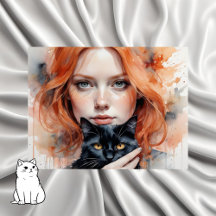 Kvinna och hennes svarta katt, Postcrossing