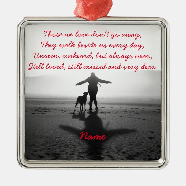 Kvinna och hund - de enda i världen julgransprydnad metall (Framsidan)