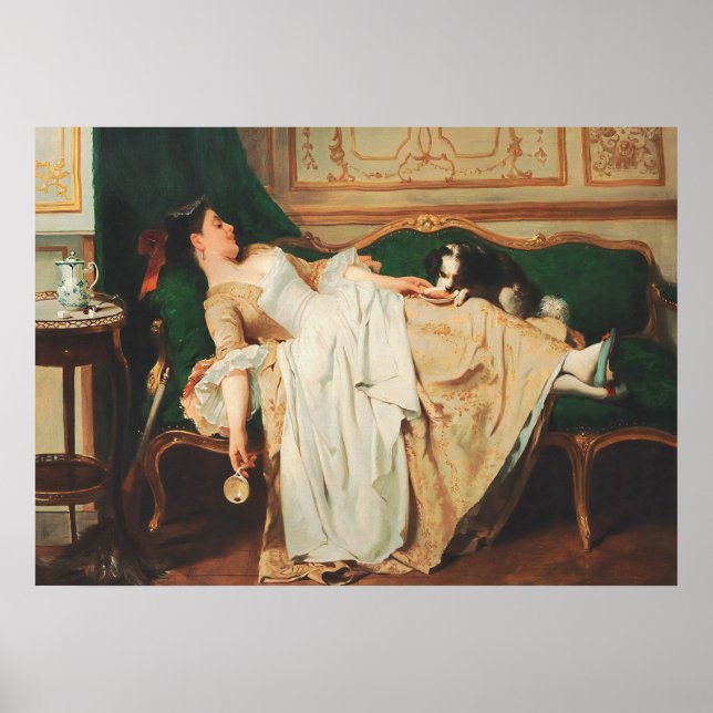 Kvinna och Hund Porträtt Art Poster (Framsidan)