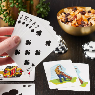 Kvinna och hund som spelar apport casinokort
