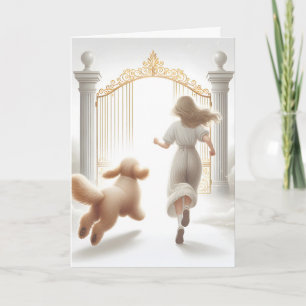 Kvinna och Labradoodle vid himlens portar Kort