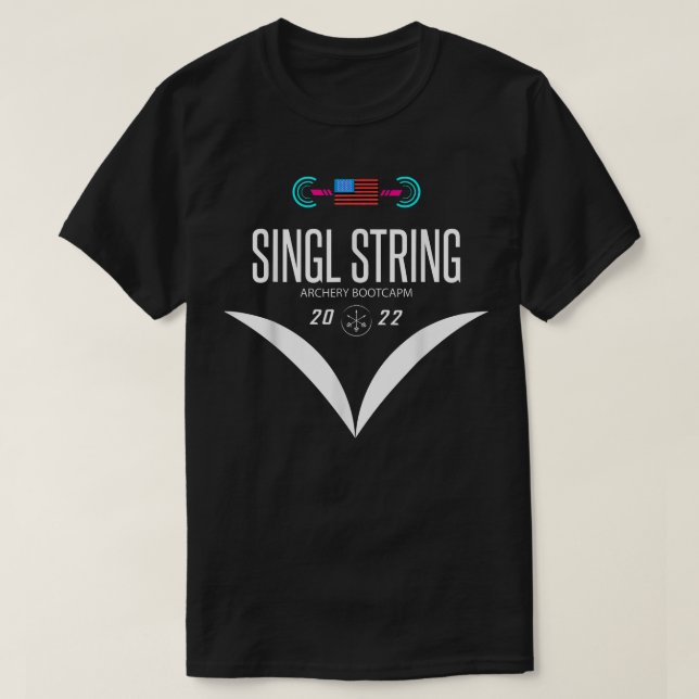 Kvinna och Manar Single String Archery Bootcamps 2 T Shirt (Design framsida)