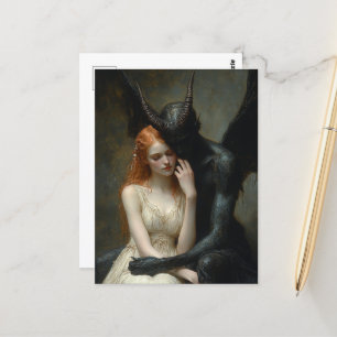 Kvinna och Mörk Angel Vykort