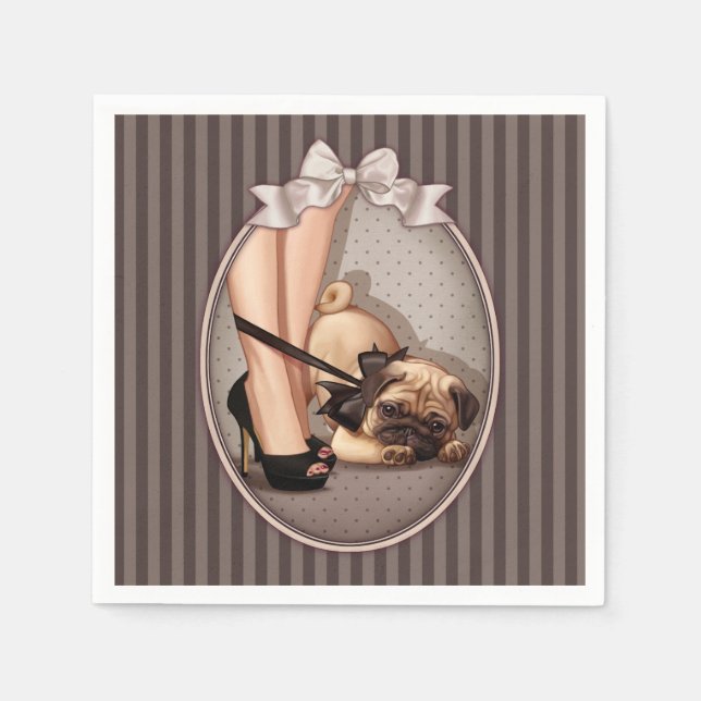 Kvinna- och pugdockor pappersservett (Framsidan)