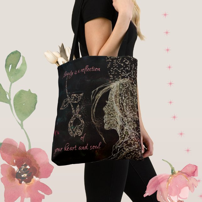 kvinna och ros tygkasse (woman and rose tote bag)