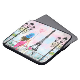Kvinna- och Rosa-ballongen i Paris Laptop sleeve