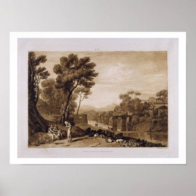 Kvinna och Tambourine, graverad av Charles Turn Poster (Framsidan)