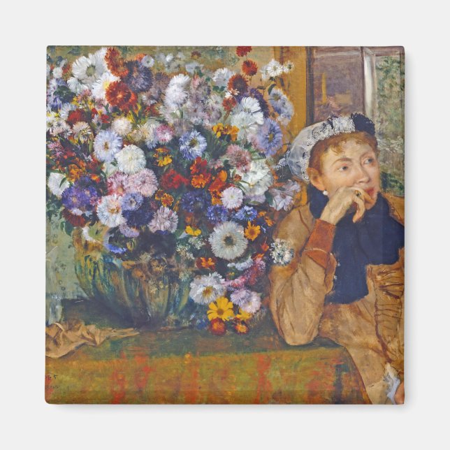 Kvinna och Vas i Blommor, Edgar Degas Magnet (Framsidan)