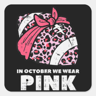 Kvinna oktober Vi Bära Rosa Football Breast Cancer Fyrkantigt Klistermärke