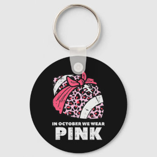 Kvinna oktober Vi Bära Rosa Football Breast Cancer Nyckelring
