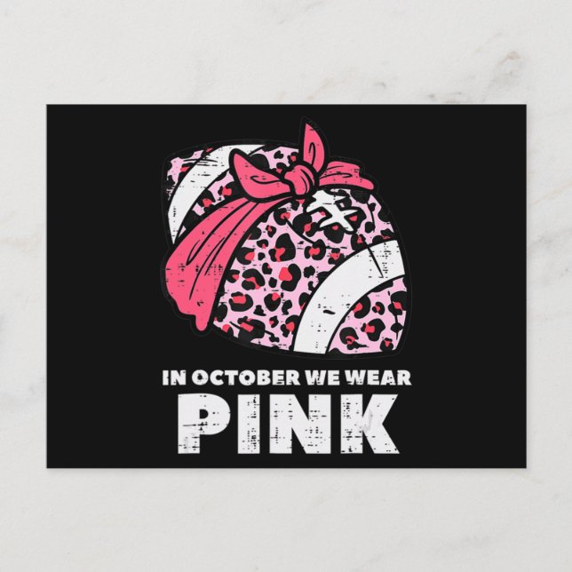 Kvinna Oktober Vi Har Rosa Fotboll Bröstcancer  Vykort (Framsida)