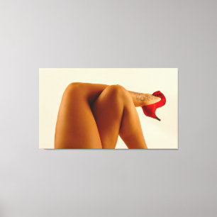 Kvinna över Ben med röda Högklackar Canvastryck