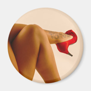 Kvinna över Ben med röda Högklackar Magnet