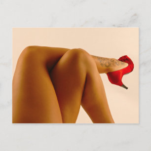 Kvinna över Ben med röda Högklackar Vykort