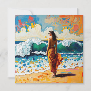 Kvinna på Beach Abstrakt Seaside Art