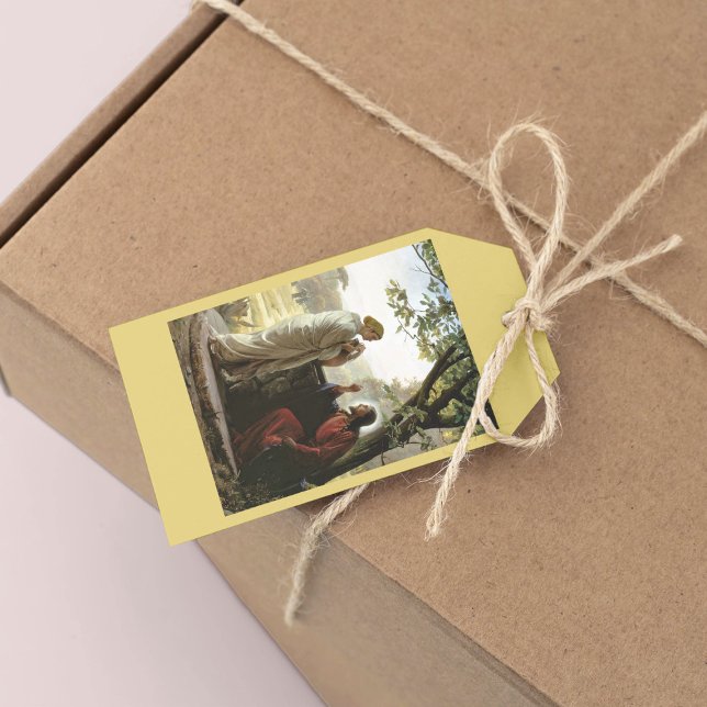 Kvinna på brunnen. presentetikett (Skapare uppladdad)