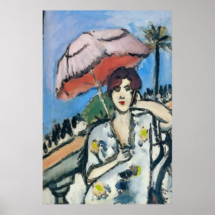 Kvinna på celltelefonabstrakt, Matisse stil Poster