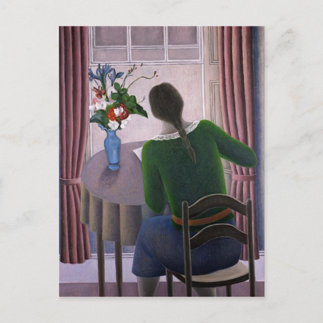 Kvinna på fönstret 1998 vykort (Framsida)