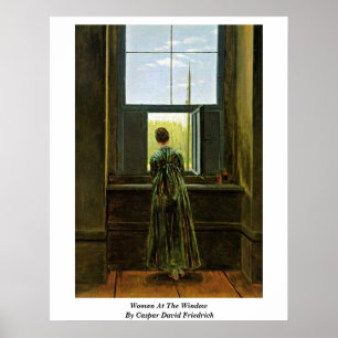 Kvinna på fönstret av Caspar David Friedrich Poster