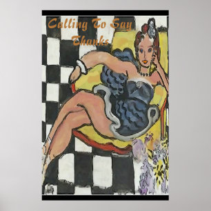 Kvinna på Mobil Abstrakt i cellen, Matisse Stil Po Poster