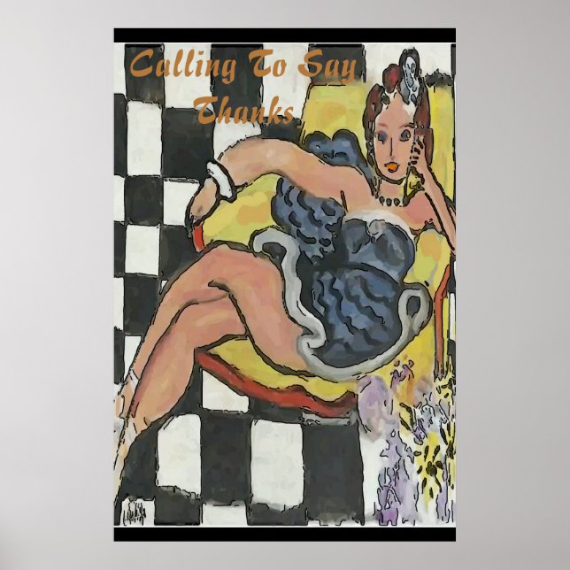 Kvinna på Mobil Abstrakt i cellen, Matisse Stil Po Poster (Framsidan)