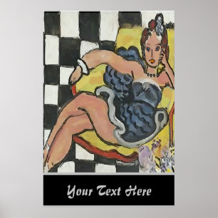 Kvinna på Mobil Abstrakt i cellen, Matisse Stil Po Poster