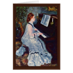 Kvinna på pianot vid Pierre-Auguste Renoir Hälsningskort