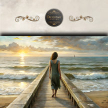 Kvinna på Pier vid Sunset Decoupage