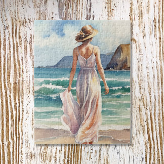 Kvinna på stranden pussel