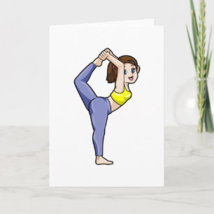 Kvinna på yoga sträckningsövningar ben kort