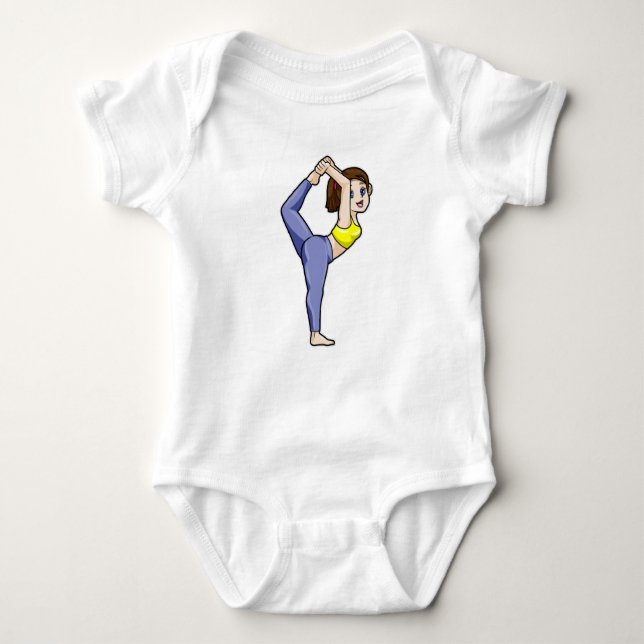 Kvinna på yogasträckningsövningar ben t shirt (Framsida)