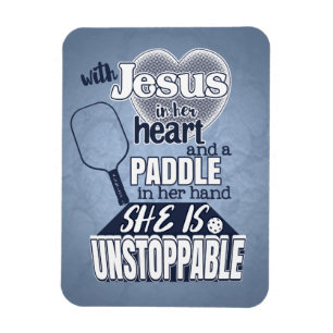 Kvinna Pickleball Paddle och Jesus Quote Magnet