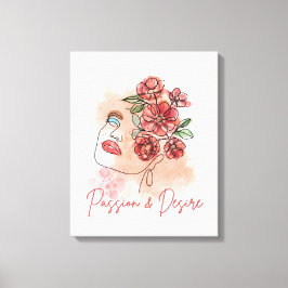 kvinna porträtt i mjuka röda färg canvastryck