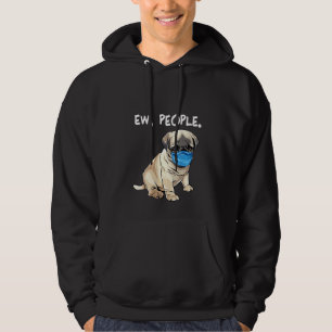 Kvinna Pug Ew People Hund på Ansikte-mask Hoodie