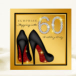 Kvinna Red Black Guld Surprise 60:e Födelsedagsfes Inbjudningar<br><div class="desc">Underbart rödsvart och höghälsolja i guld överraskar 60:e födelsedagsfest inbjudan. Den här eleganten rött svart och guld 60:e födelsedagsfest inbjudan är lätt att anpassa för din händelse.</div>