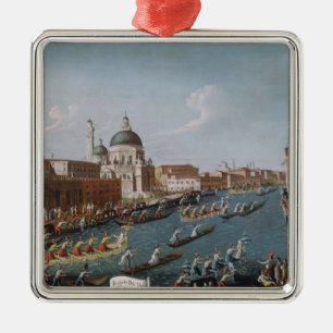 Kvinna Regatta på den storslagna kanalen, Venedig Julgransprydnad Metall