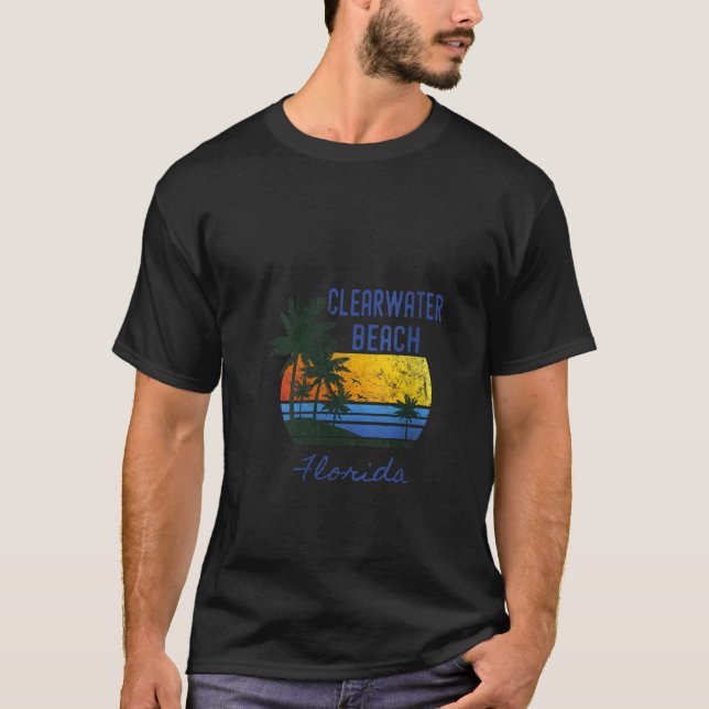 Kvinna Retro Coola Clearwater Beach Distress Flat T Shirt (Framsida)
