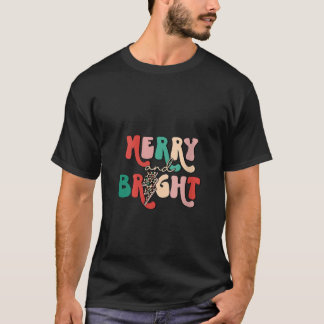 Kvinna Retro Groovy Merry and Bright Leopard Light T Shirt