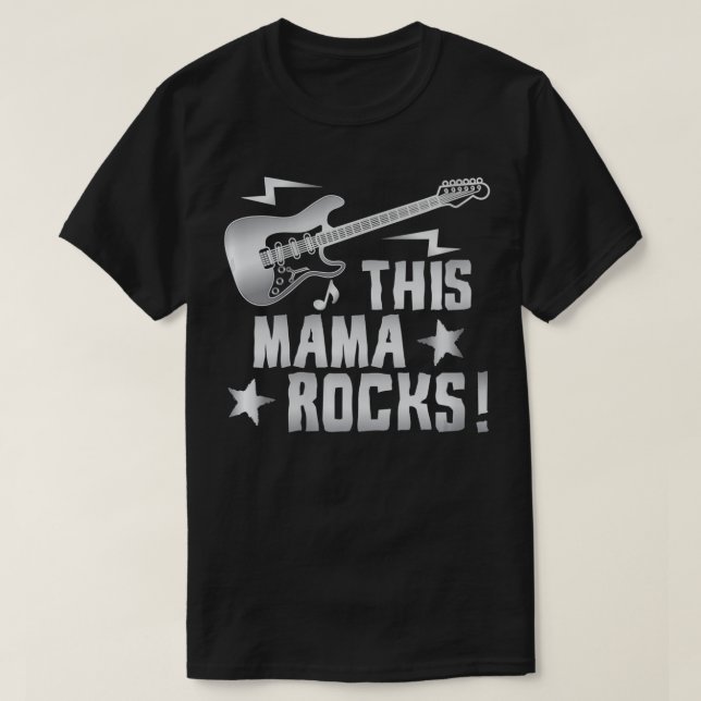 Kvinna Retro Rock and roll Guitar i Mamma i Sten T Shirt (Design framsida)