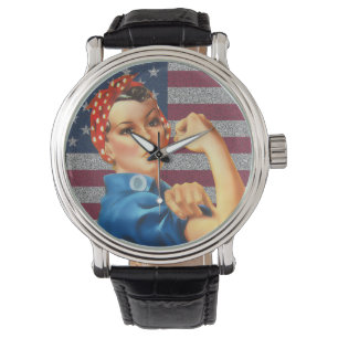 Kvinna Retro Rosie Riveterklockan Armbandsur
