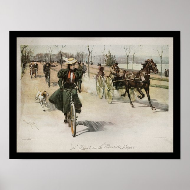 Kvinna Riding a Bicycle 1897 Poster (Framsidan)