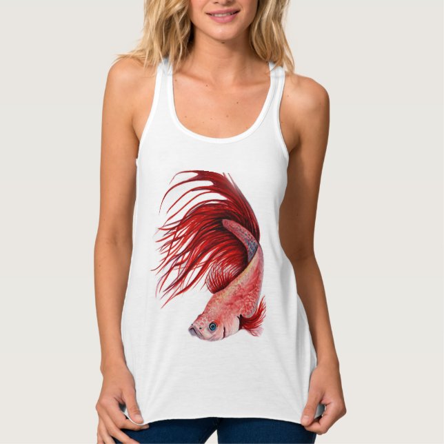 Kvinna röd Betta Flowy Racerback tanktop Linne Med Racerback (Framsida)