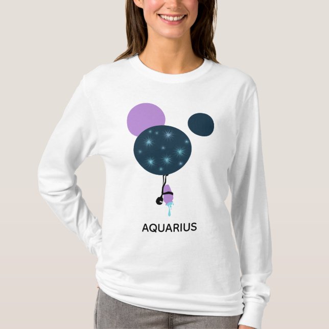 *~*kvinna rolig gullig Zodiac för Aquarius för T Shirt (Framsida)