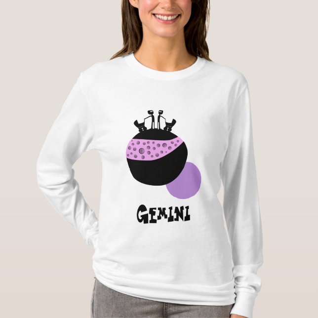 *~*kvinna rolig gullig Zodiac för Gemini för T Shirt (Framsida)