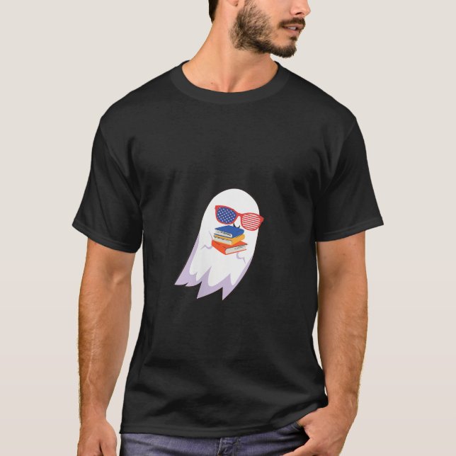 Kvinna rolig halloware spökröd mer bokar V Nacke T Shirt (Framsida)