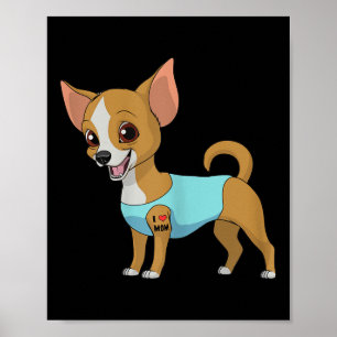 Kvinna Rolig hund Chihuahua Kärlek Mamma Tattoo Gi Poster