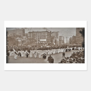 Kvinna rösträttparad 1912 rektangulärt klistermärke