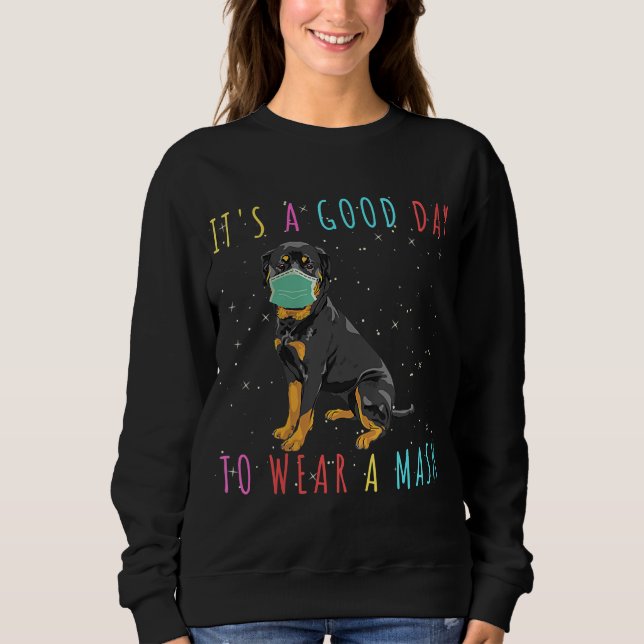 Kvinna Rottweiler Bära en mask funny dag i Bran T Shirt (Framsida)