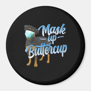 Kvinna Rottweiler Dog med mask - Mask up Buttercu Magnet